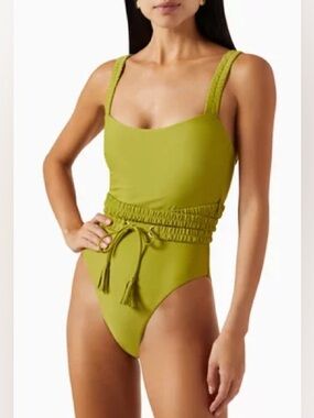 Andrea Iyamah Antii One Piece Swimsuit Wasabi Green Adjustable Belt Size S NWT